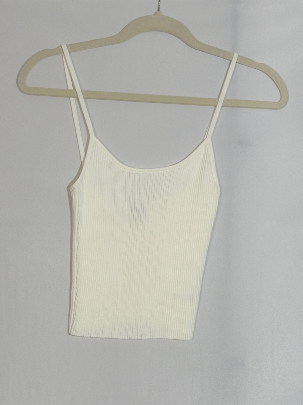 STAUD Cami Tank Top Size M Ivory Ribbed With Stretch